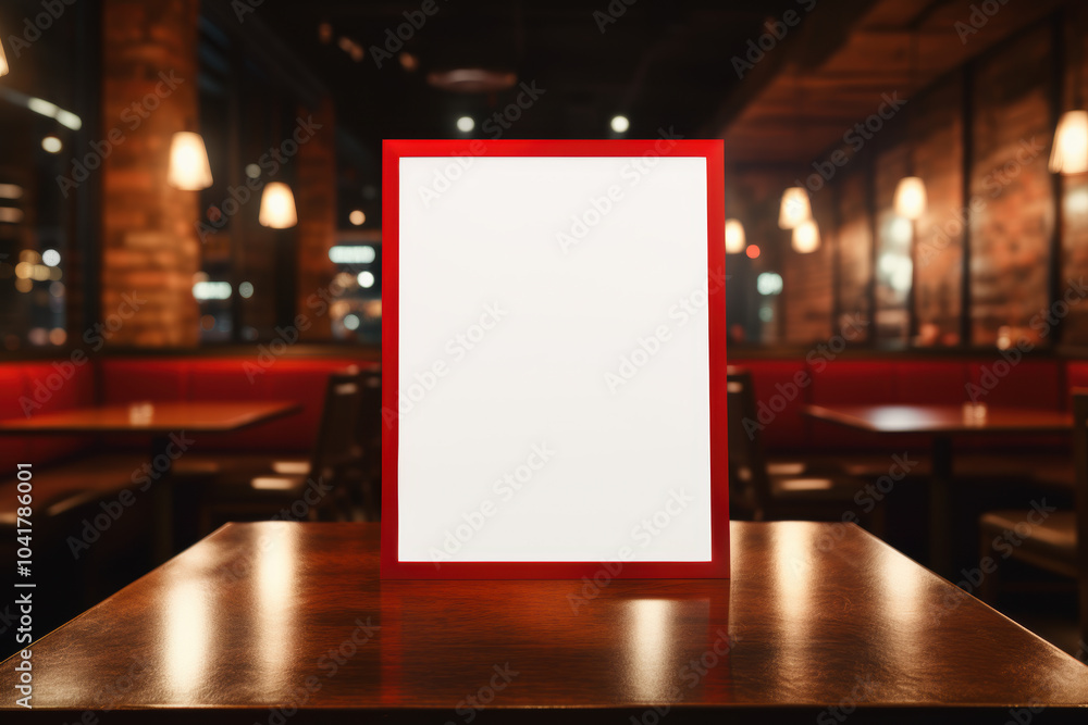 Poster clear or empty white mockup menu on the table in the restaurant