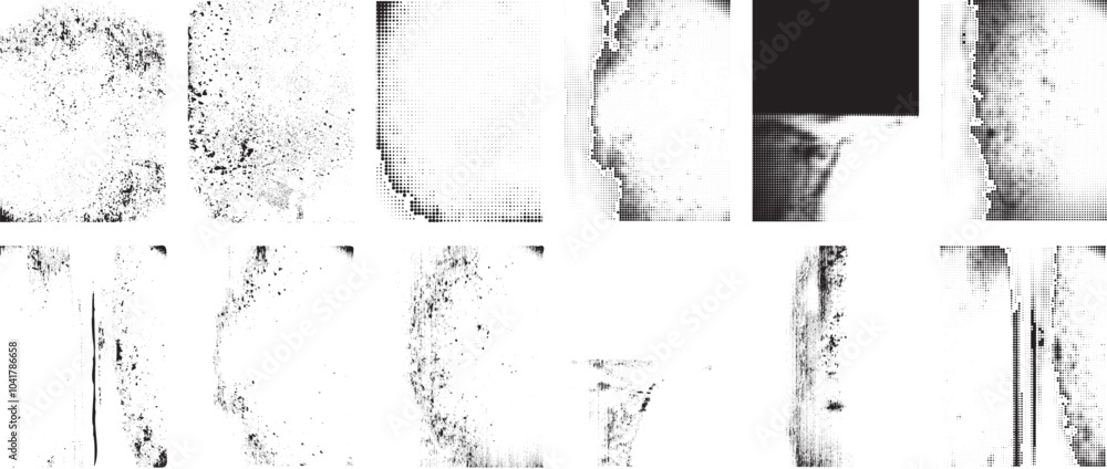 Aufkleber grunge textures set. collection of vector, distress, textures .simply place grungy textured overlay 