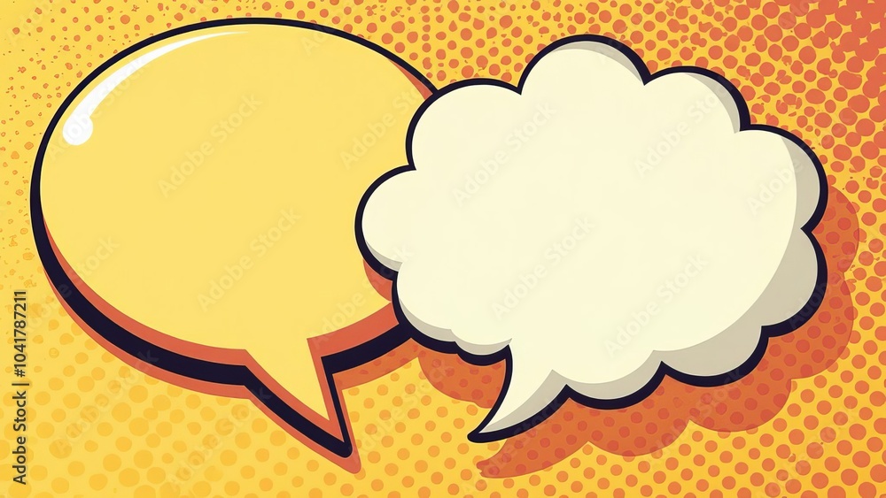 Poster two speech bubbles on a colorful background