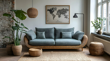 Decorate a Living Room with Rattan Furniture and Plants