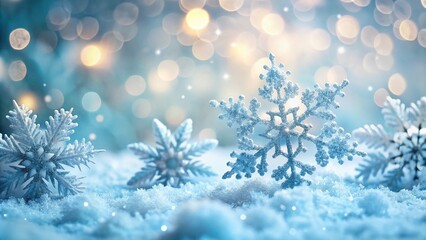 Christmas Snow Border with Delicate Snowflakes in a Winter Wonderland Setting