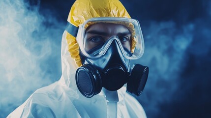 Person in protective gear for asbestos testing, highlighting safety and caution.