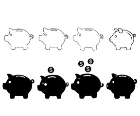 Obraz premium Piggy bank vector icon on white background. 