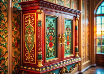 Classic Style Hanging Wall Cabinet in Tilt-Shift Photography for Elegant Interior Design