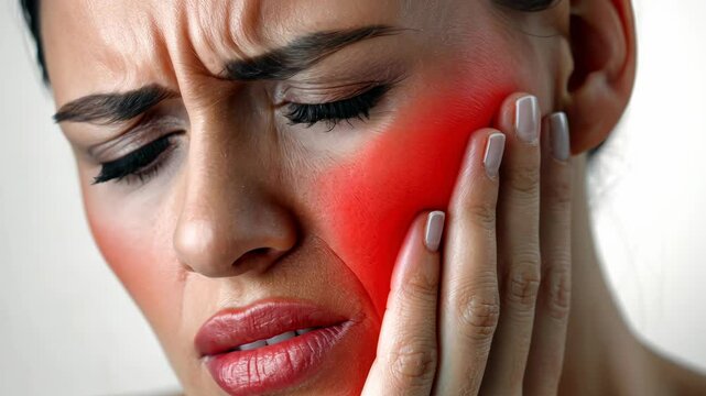 Oral pain: vivid representation of toothache, focusing on throbbing sensation in jaw, surrounding area, depicting agony associated tooth sensitivity, decay, infection, emphasizing urgency of relief.