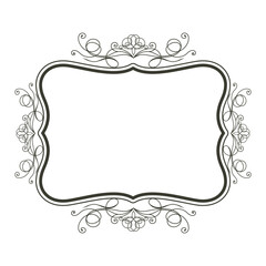 Elegant Vintage Calligraphic Frame with Ornamental Floral Border. Vector Template isolated on white background