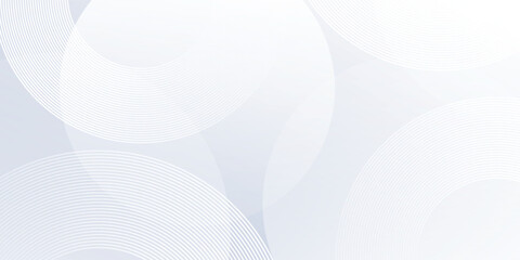 Abstract white background with white circle lines. Digital future technology concept simple art modern