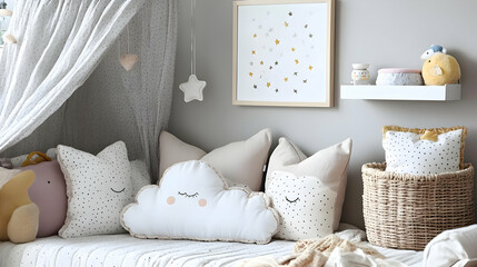 Cute & Cozy Bedroom Decor with Cloud Pillows and Stars
