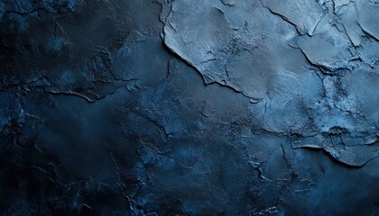 Naklejka premium Textured dark blue wall with rough surfaces in an abstract style