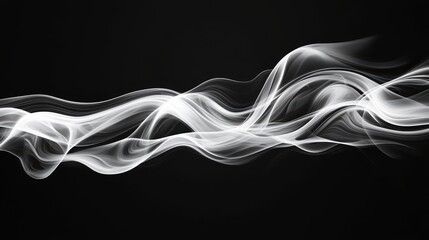 Obraz premium Ethereal white smoke waves on a black background