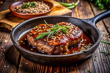 Closeup of Glazed and Grilled Meat with Sesame Seeds - A Delicious Culinary Delight