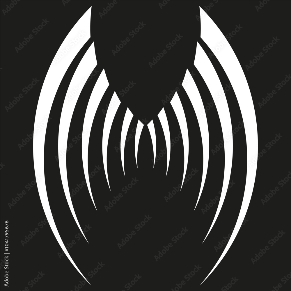 Poster abstract shape design. black curved lines. graphic symmetric pattern. vector illustration.