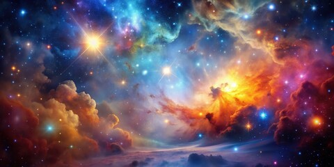 Obraz premium Vibrant space nebula and galaxy with shimmering stars and colorful clouds, space, nebula, galaxy, stars, colorful