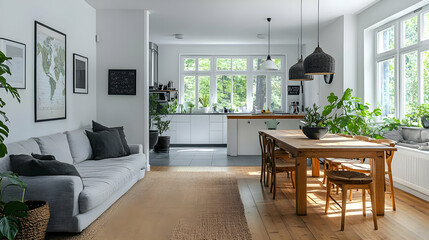 Modern Home Design with Natural Light and Wooden Furniture