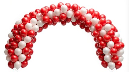 Obraz premium Bunch of red and white balloons forming an asymmetrical rectangular arch
