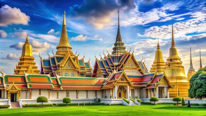 Fototapeta premium A stunning image of the Temple of the Emerald Buddha in Bangkok, Thailand , temple, Emerald Buddha, Bangkok, Thailand