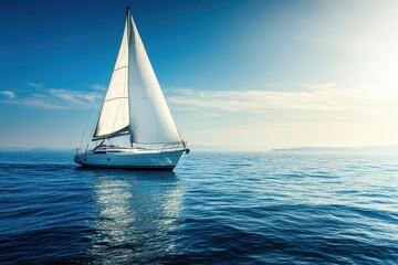 Fototapeta premium A luxurious yacht, cutting through the water, offering a serene and opulent experience.