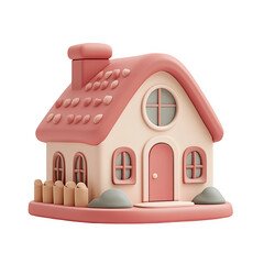 Pastel house 3d icon PNG, cartoon style minimal on transparent, isolate on white background