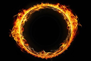 Fototapeta premium Burning thin ring on black background