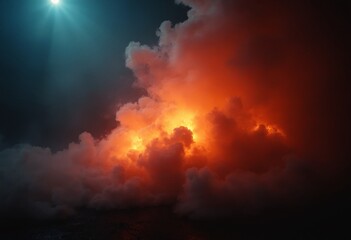Captivating Low Light Photography of Smoke and Fire Explosion Effects Background for Dramatic Visuals, Cinematic Scenes, and Atmospheric Contexts in Stunning Detail