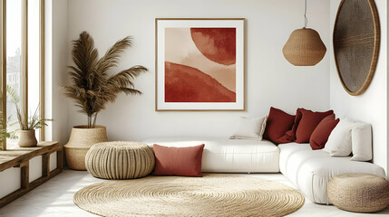 Modern Living Room Decor with Neutral Tones and Woven Textures