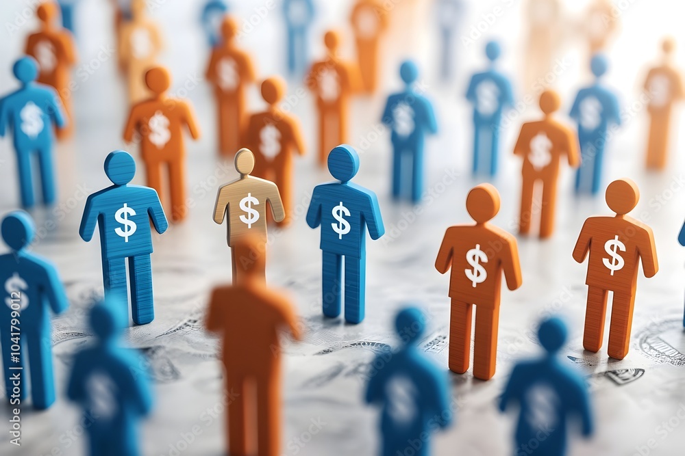 Poster sale icon figures with dollar sign symbols in minimal 3d design on soft color background