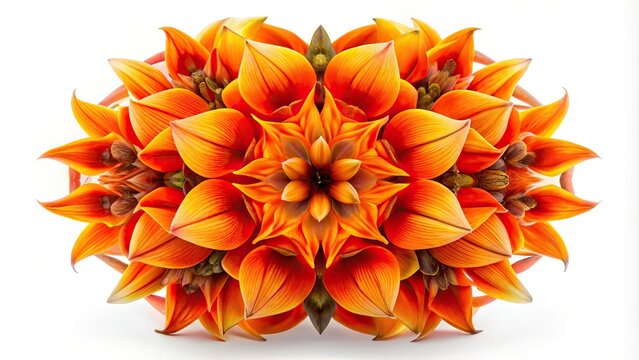 Butea monosperma flower isolated on white background, symmetrical