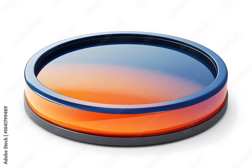 Poster minimal 3d service area icon with smooth transitions in blue and orange circular shape on white