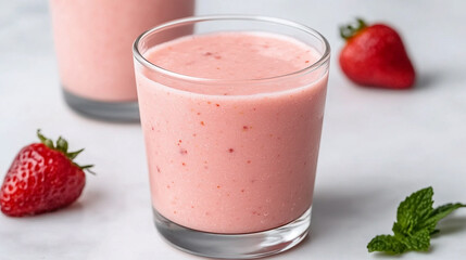Healthy appetizing red smoothie dessert in glasses