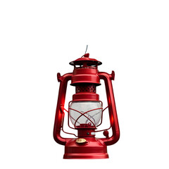 old red lantern isolated on transparent background