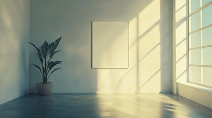 Serene Interior with Plant and Natural Light