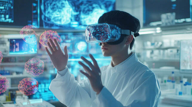 Futuristic lab exploration with virtual interface