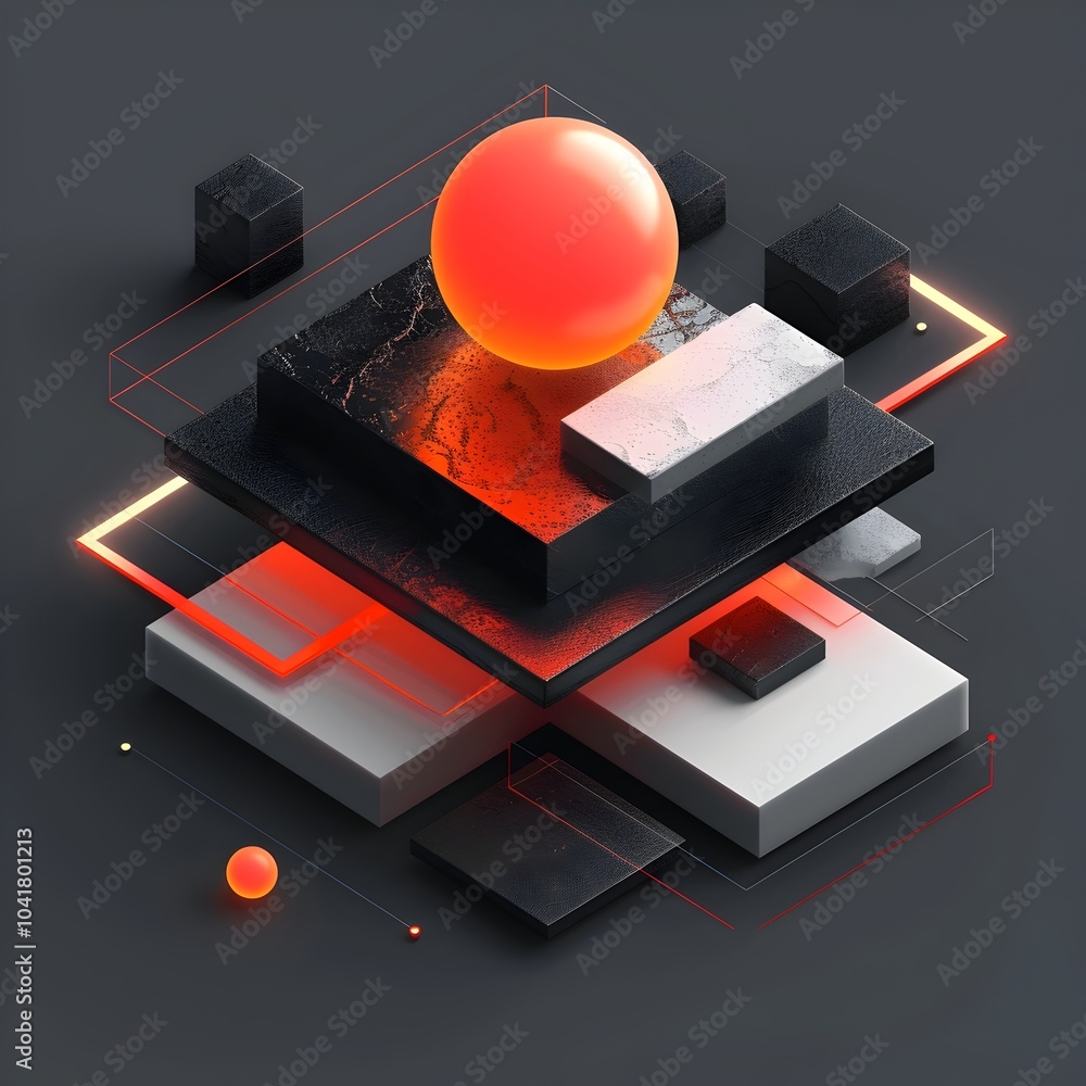 Poster captivating tactile abstract geometrics in metallic harmony on dark background