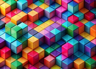 Obraz premium Colorblocked Pixelated Cube Pattern for Abstract Background Design - High Dynamic Range Imagery