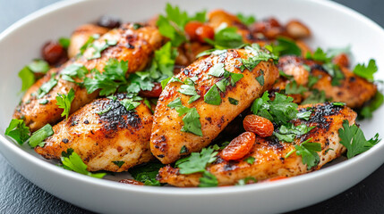 
Moroccan style chicken with almonds and dried fruit