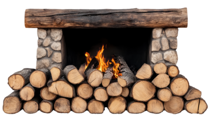 Cozy scene of a wood-burning stove with flames dancing in the fireplace, radiating warmth and light on a chilly night