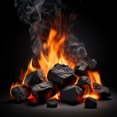 red burning coal. fire