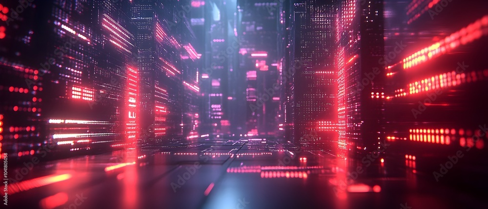 Poster luminous digital interface on futuristic network background