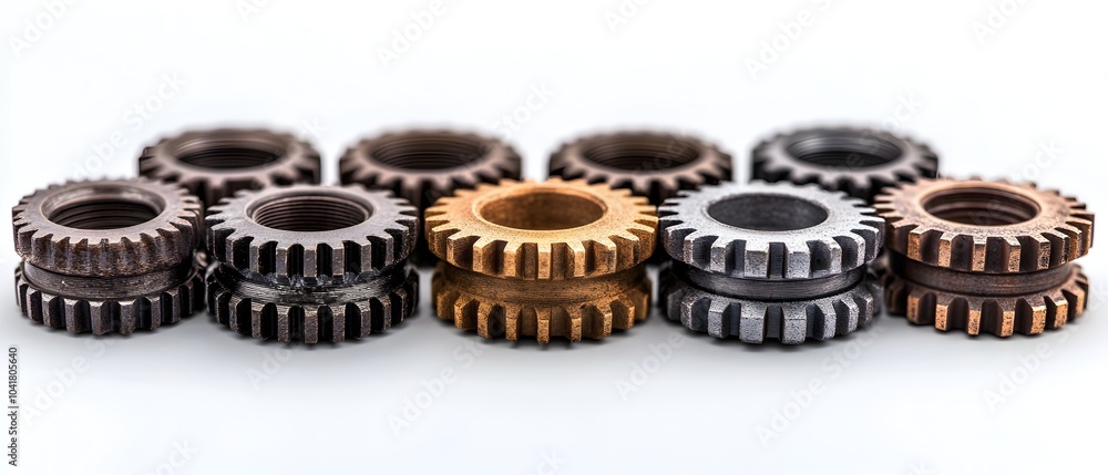 Poster interlocking gears on a white background showcasing mechanical engineering concepts