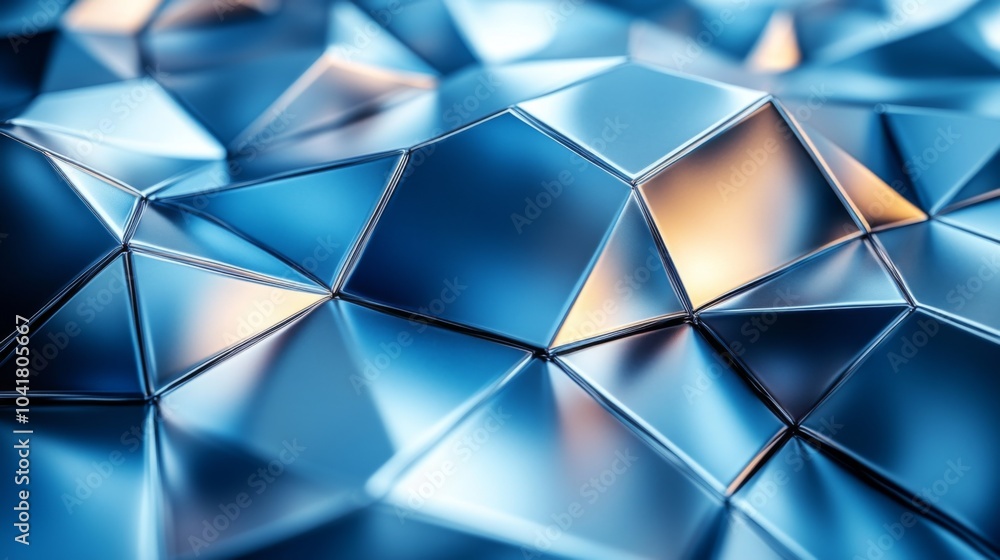 Poster The close-up view reveals a captivating metallic surface with geometric shapes reflecting light. The blue tones create an intriguing visual effect, emphasizing depth and sophistication.