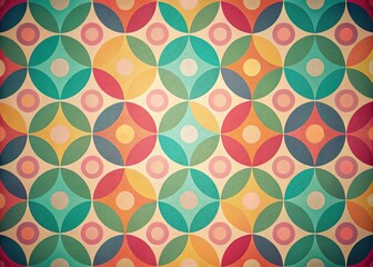 Fototapeta premium Colorful Geometric Vintage Pattern of Circles in Retro Pastel Shades for Creative Projects