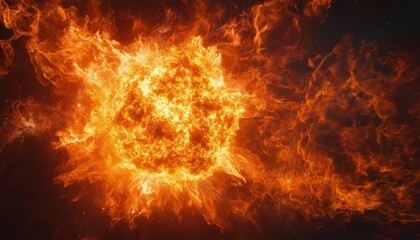 Flames erupt from the sun, lighting up space with brilliant energy