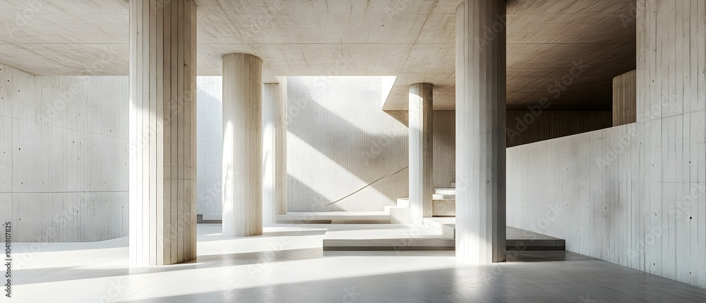 Aufkleber minimalistic concrete interior with elegant architectural columns and geometric patterns