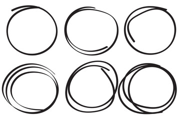 Super set of circles lines sketch hand drawn. Doodle circles for design elements, messages, notes labels. Bubble proet vector illustration.