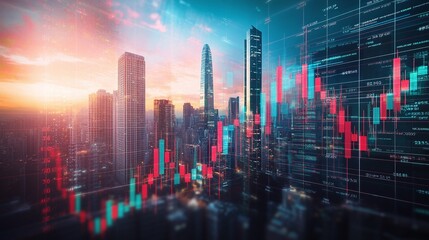 Stock Market Data Visualization in Cityscape