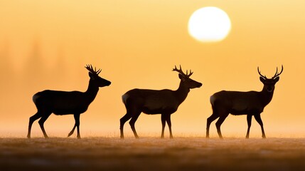 Fototapeta premium Wildlife in Tundra Ecosystem at Dawn