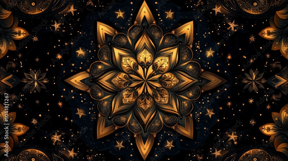 Poster elegant repeating abstract shapes of stars and ornaments create a mesmerizing visual pattern