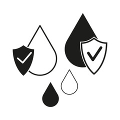 Water drop shield. Liquid protection icon. Secure fluid symbol. Vector illustration.