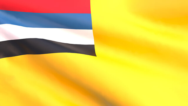 3D render - Flag of Manchukuo waving in the wind