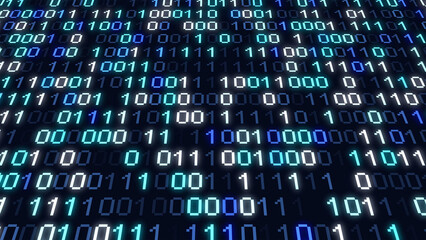 Perspective wall of binary code digital pattern background